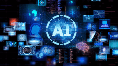 Futuro das Profissões - Circulo com AI descrito no centro.